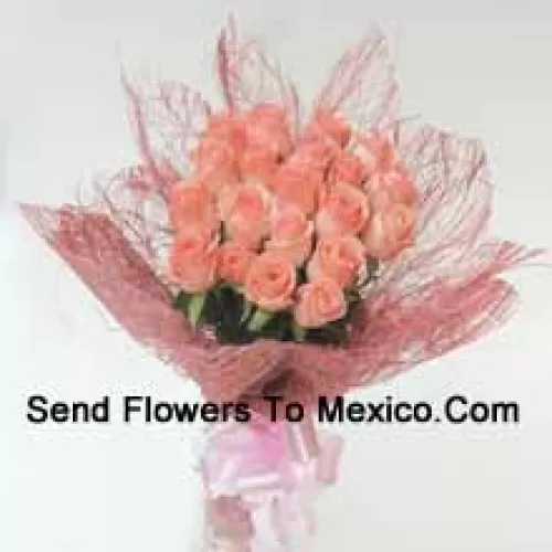 Bunch Of 20 Pink Roses With Seasonal Fillers