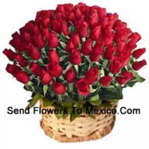 Basket Of 100 Red Colored Roses